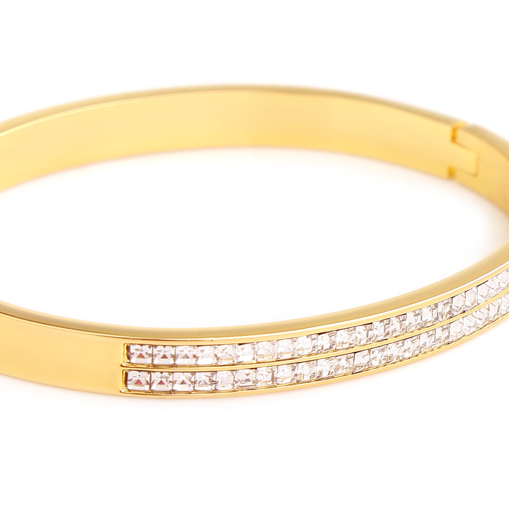 Elegant Gold-Tone Crystal Studded Bangle