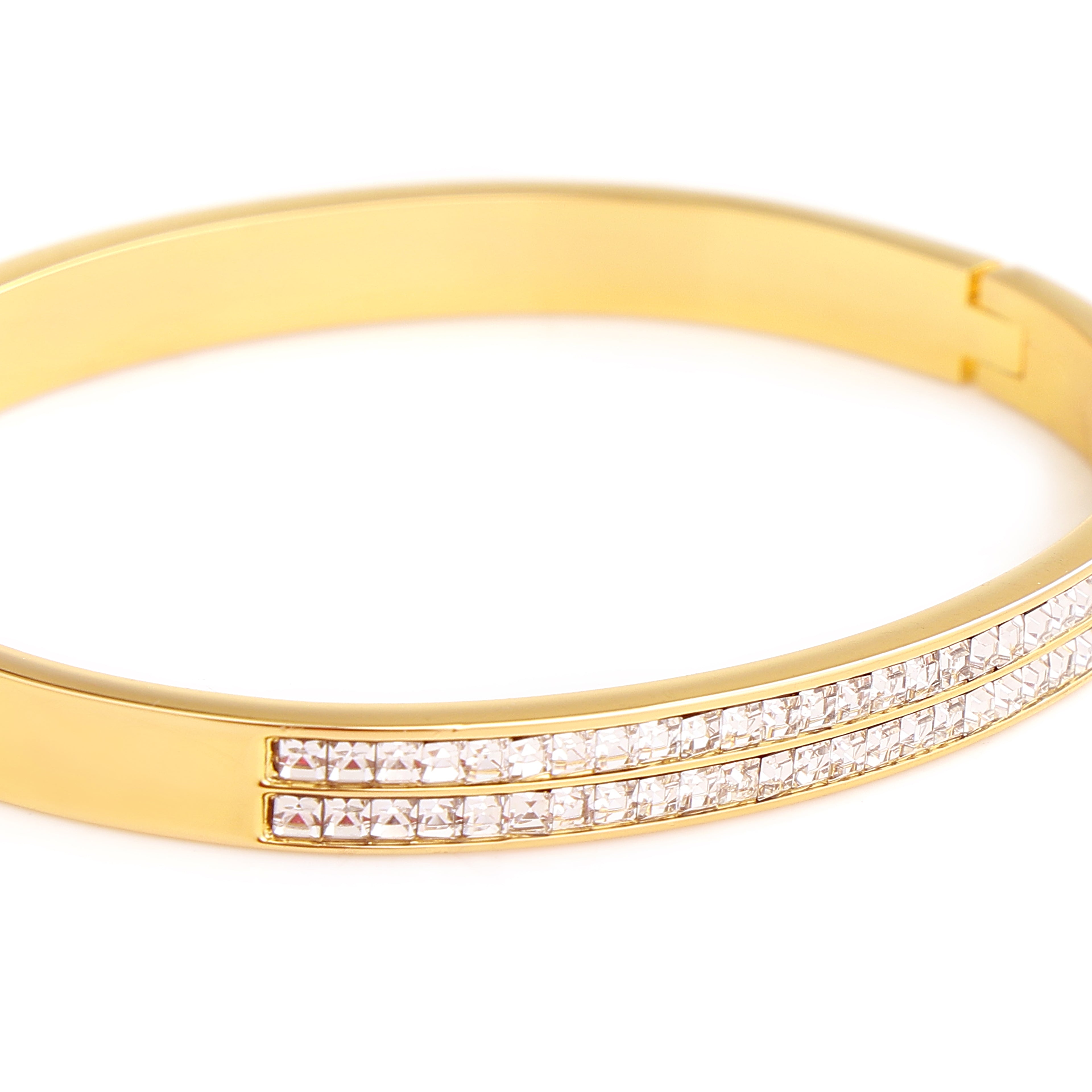 Elegant Gold-Tone Crystal Studded Bangle