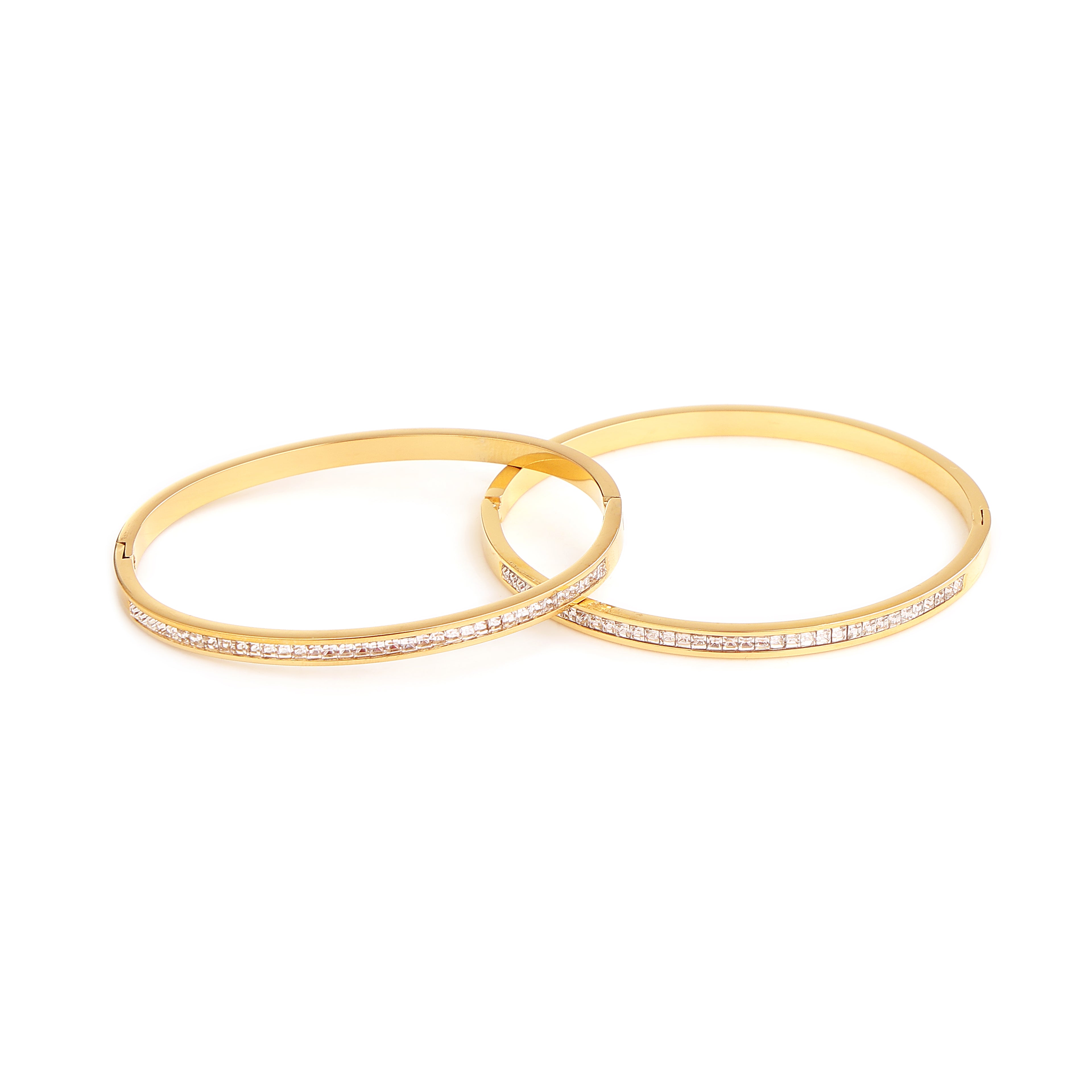 Elegant Gold Diamond Line Bangles