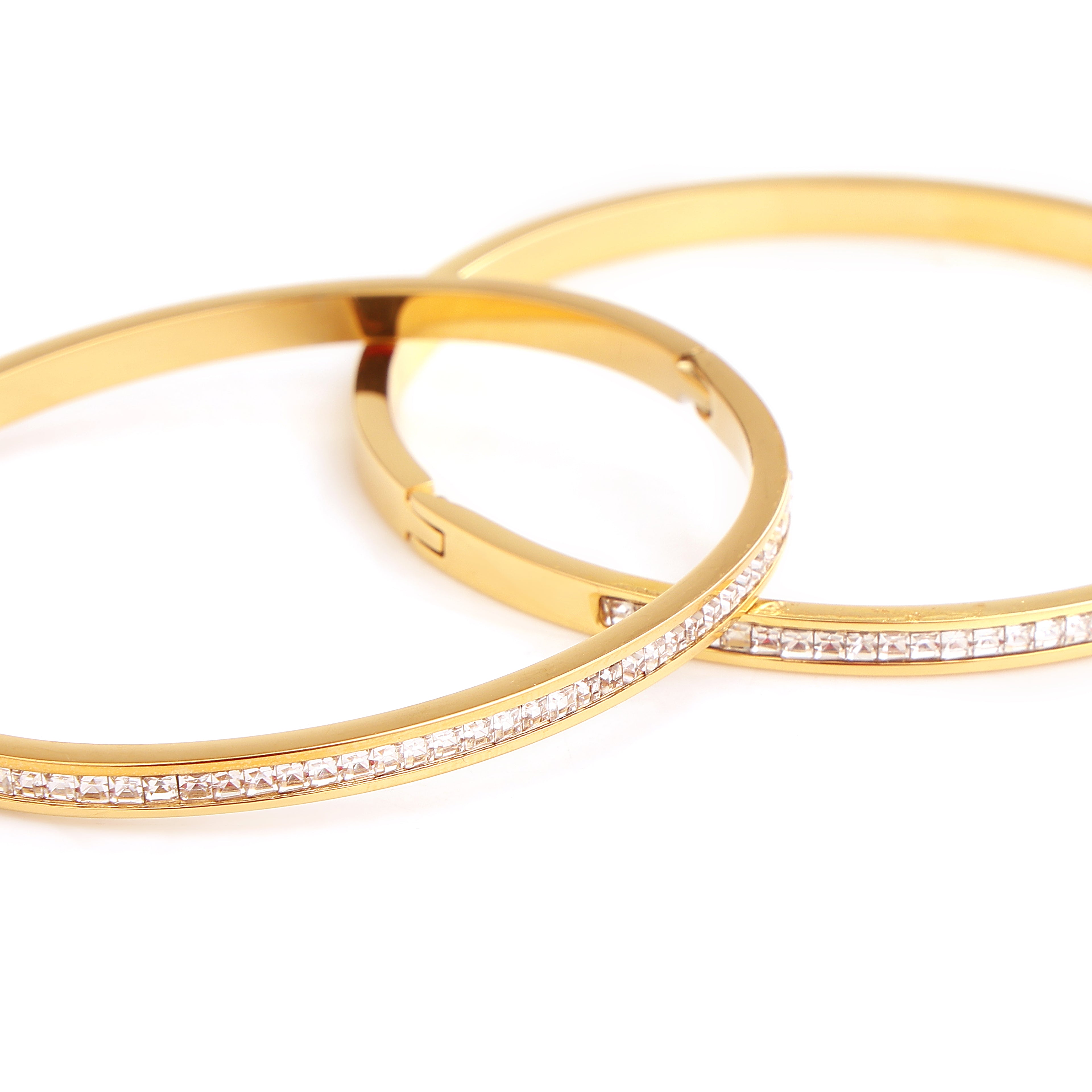 Elegant Gold Diamond Line Bangles