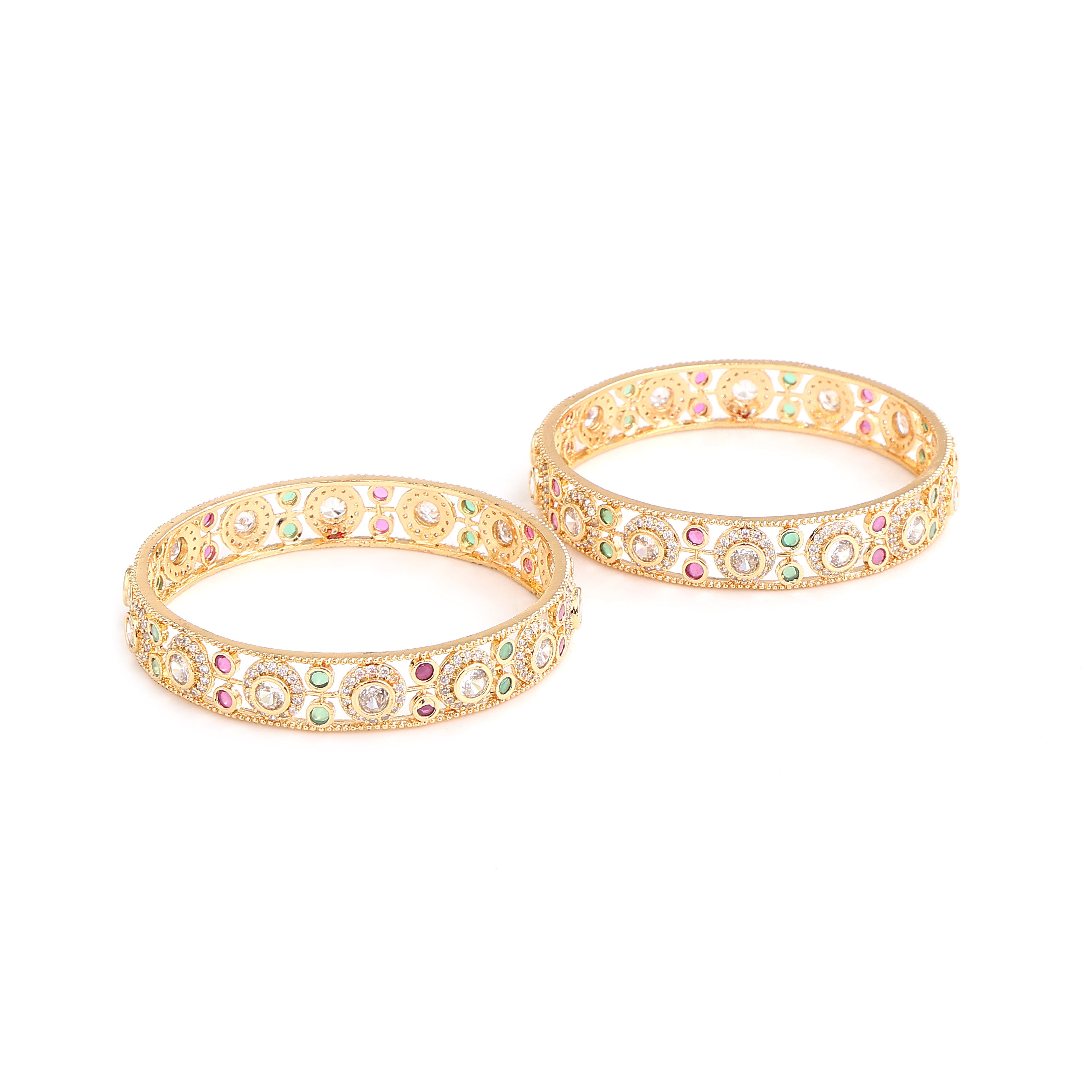 Royal Kundan Meenakari Gold-Finish Bangles