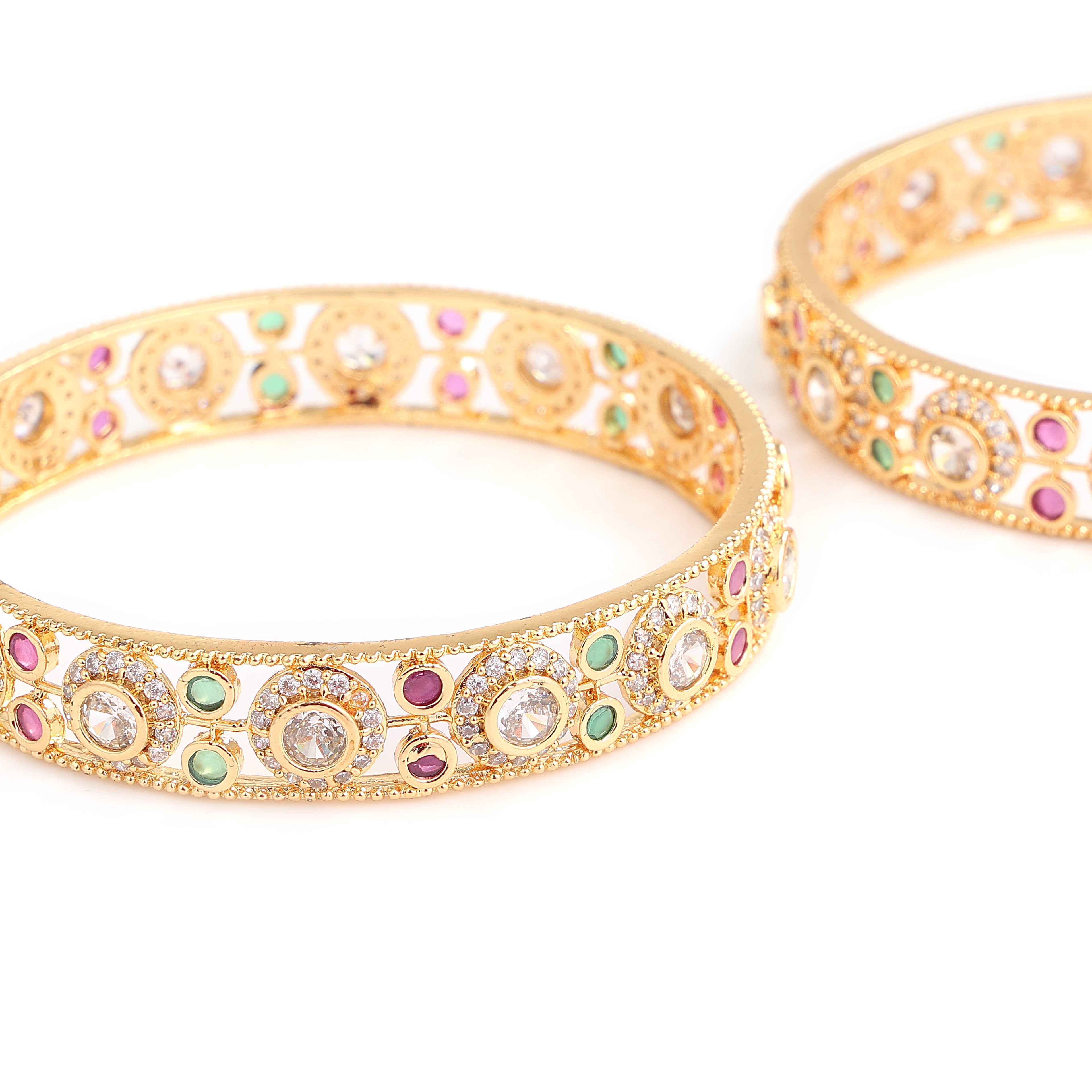 Royal Kundan Meenakari Gold-Finish Bangles