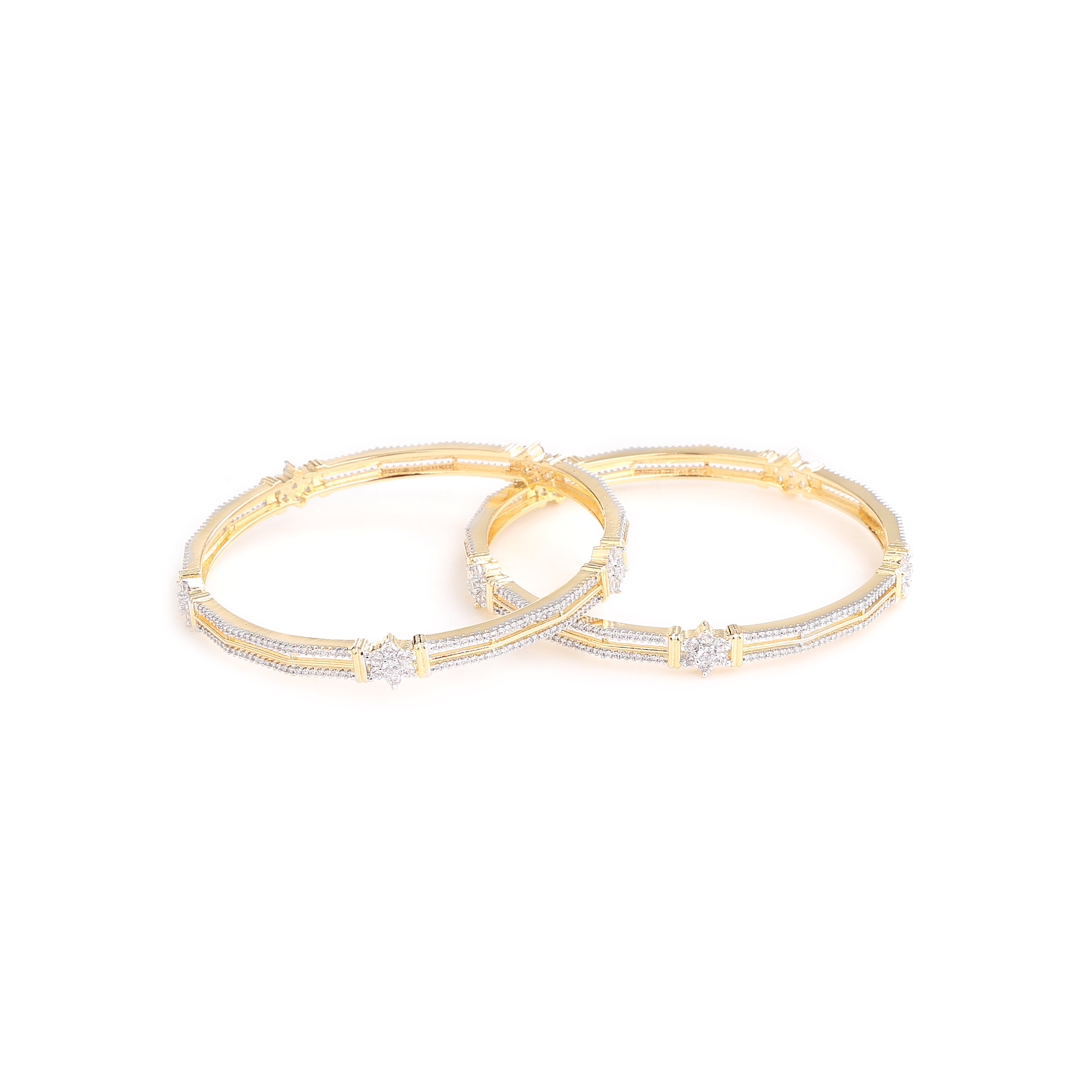 Radiant Harmony Diamond Gold Bangles (Pair)