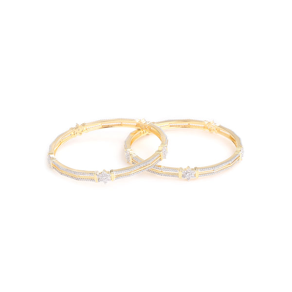 Radiant Flora Diamond Gold Bangles (Pair)