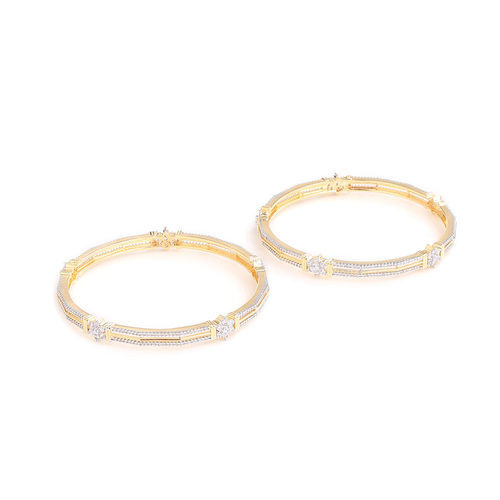 Radiant Harmony Diamond Gold Bangles (Pair)
