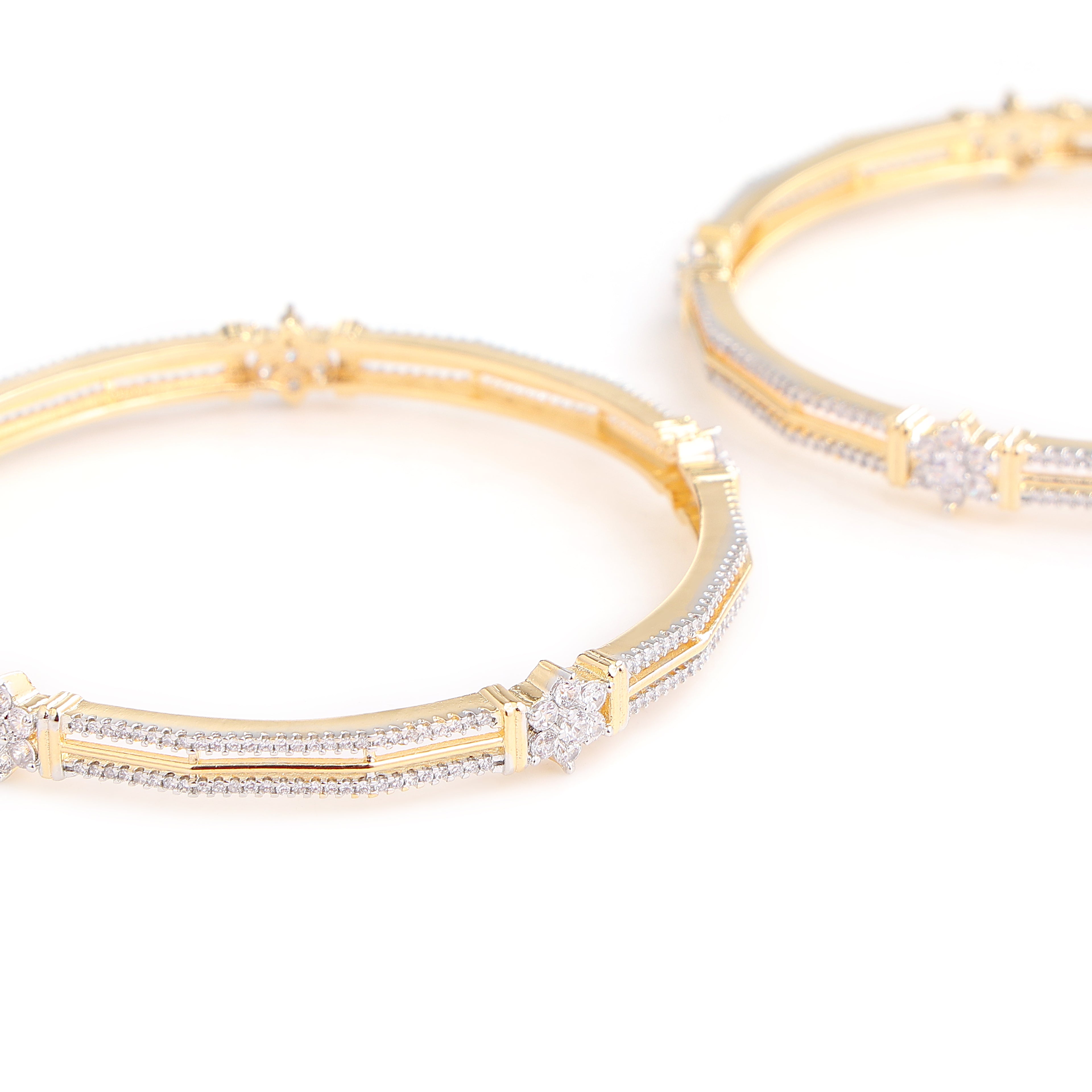 Radiant Harmony Diamond Gold Bangles (Pair)