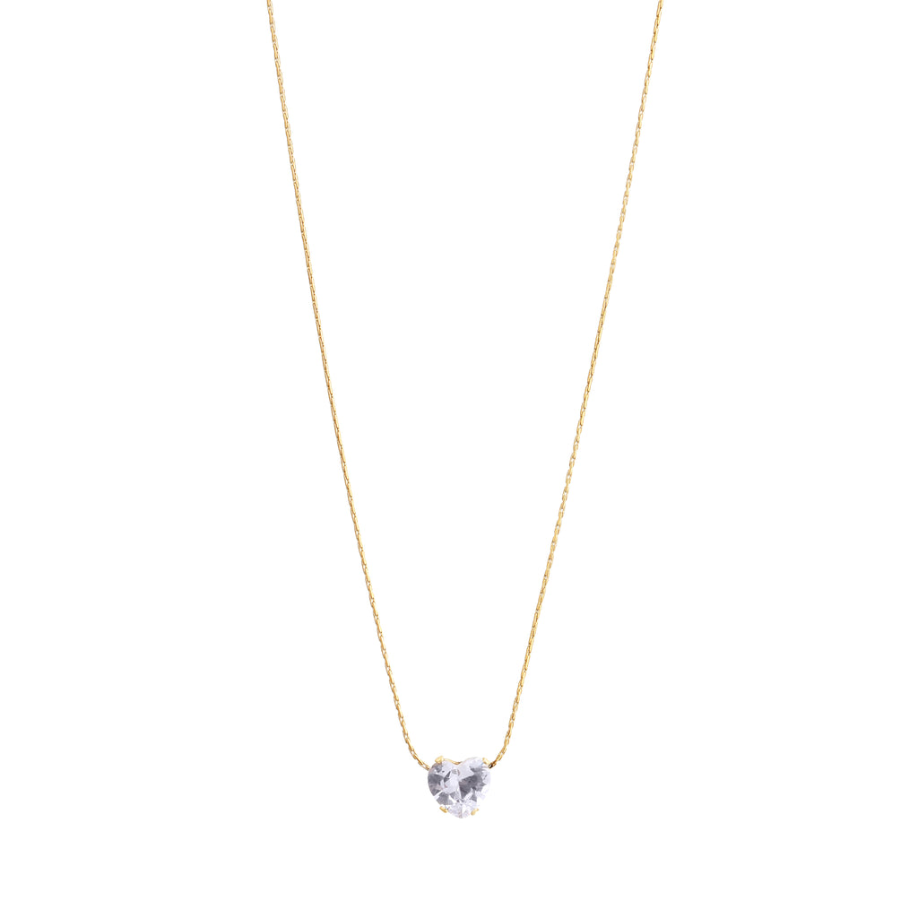 Golden Heart Solitaire Necklace
