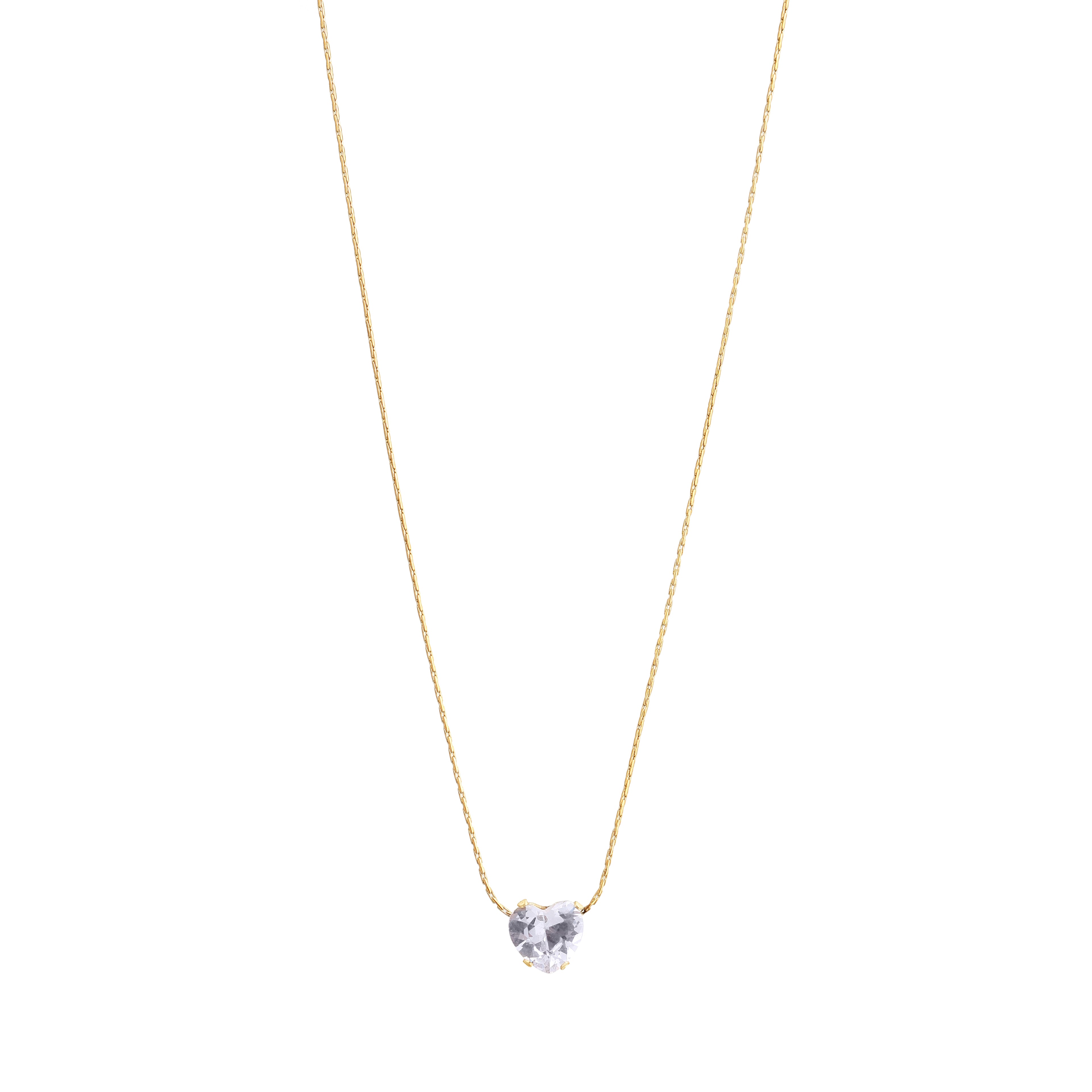 Golden Heart Solitaire Necklace