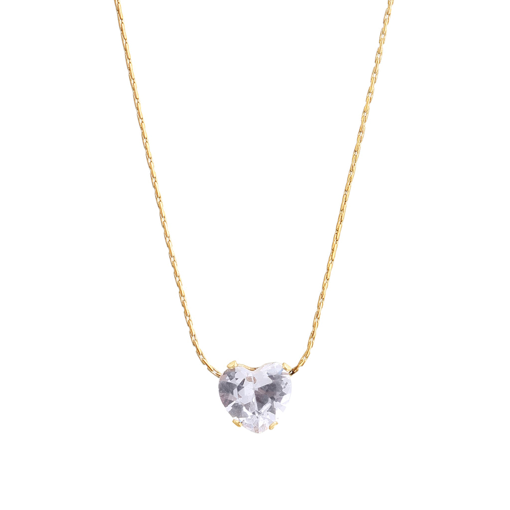 Golden Heart Solitaire Necklace