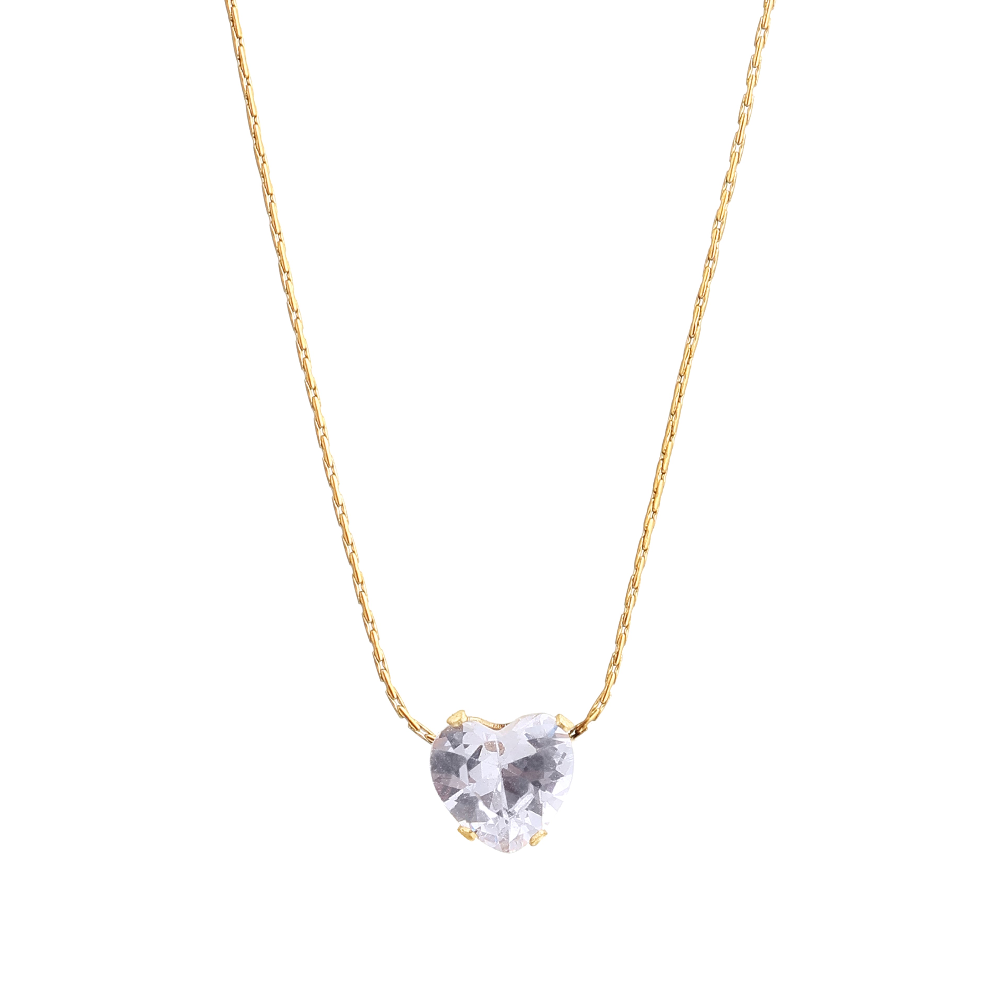 Golden Heart Solitaire Necklace