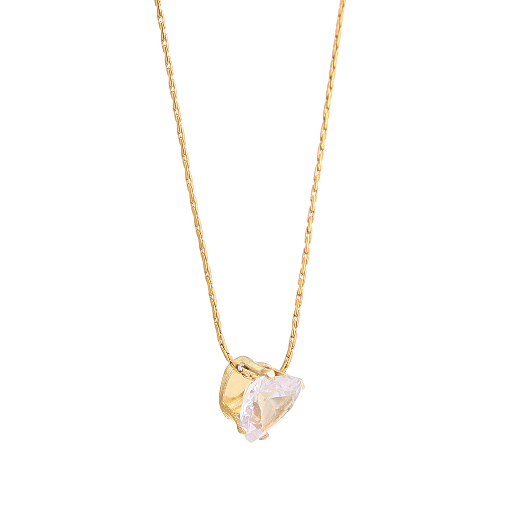 Golden Heart Solitaire Necklace