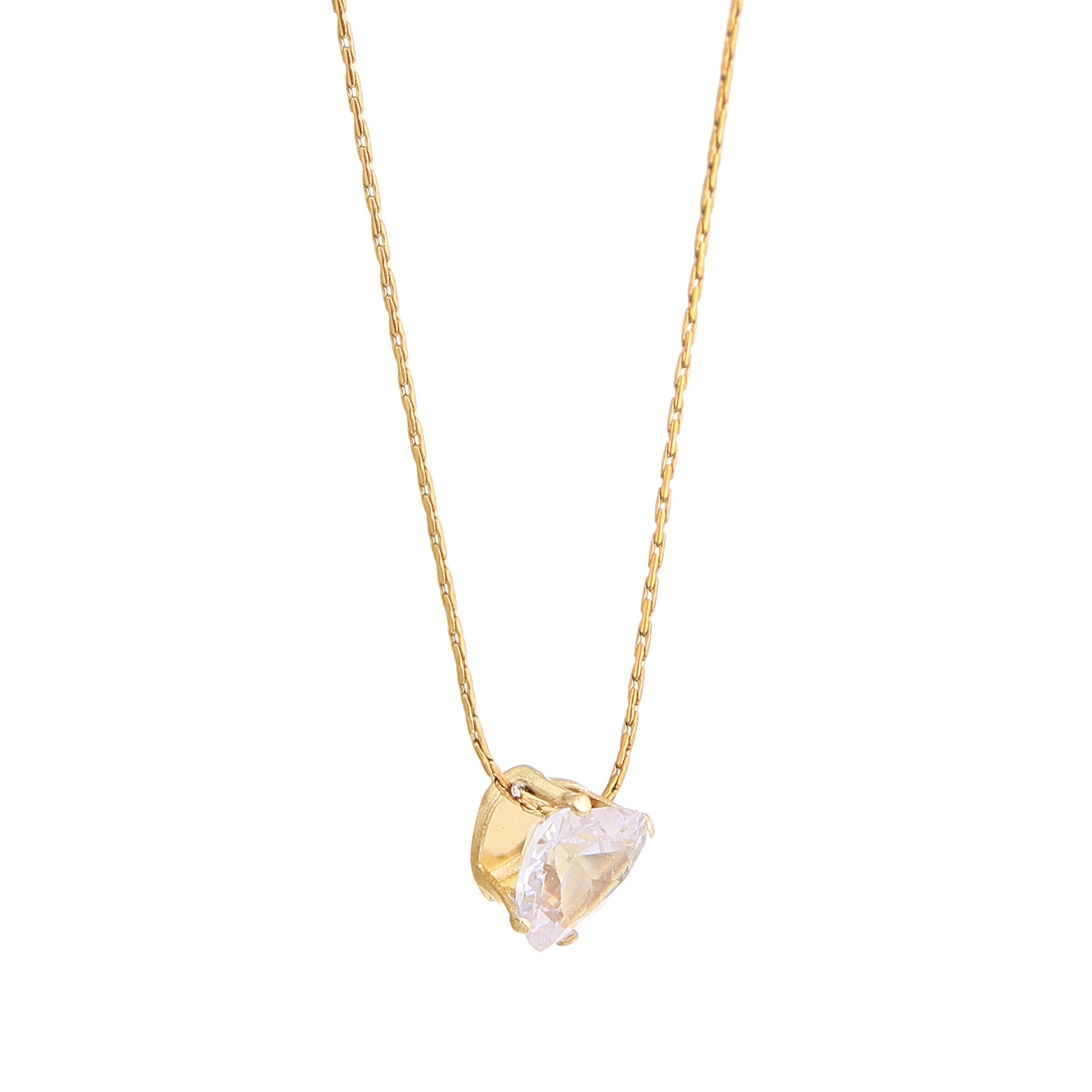 Golden Heart Solitaire Necklace