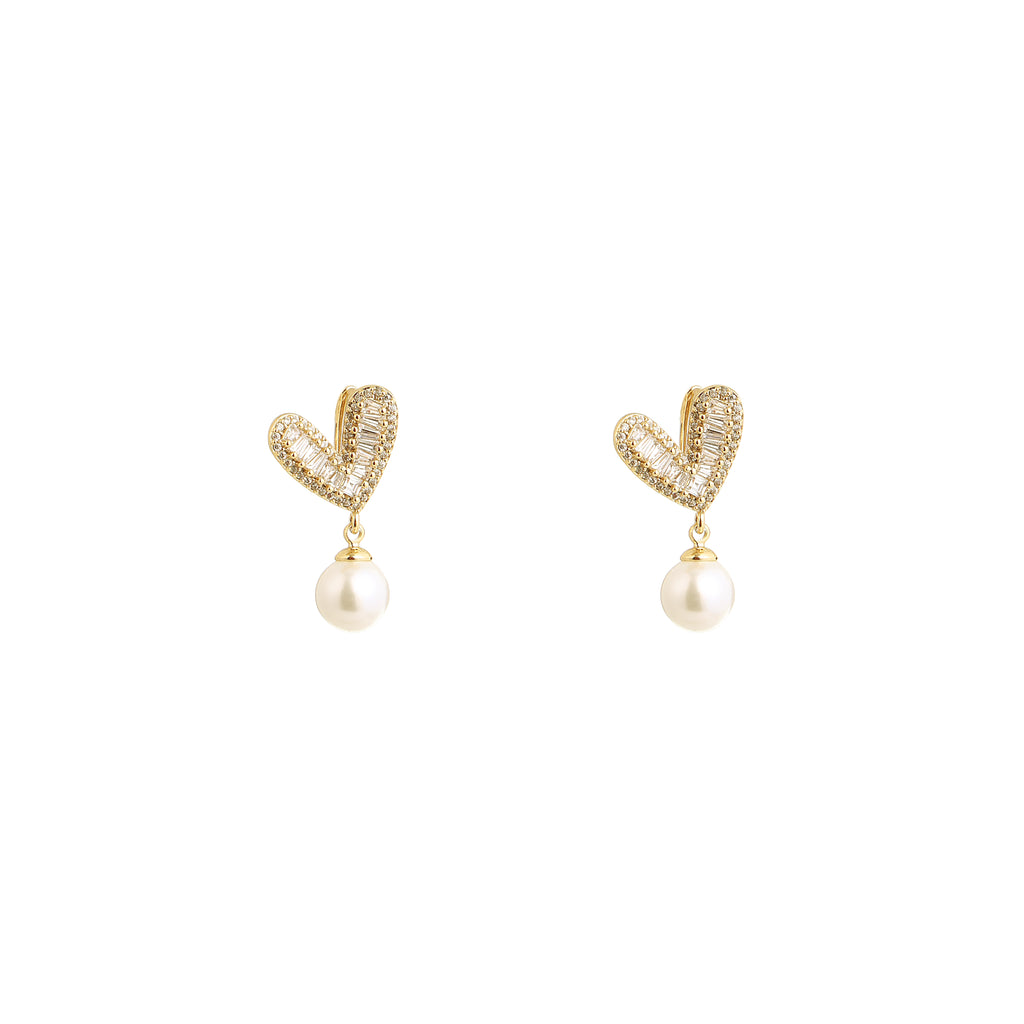 Golden Amour Pearl Drop Earrings