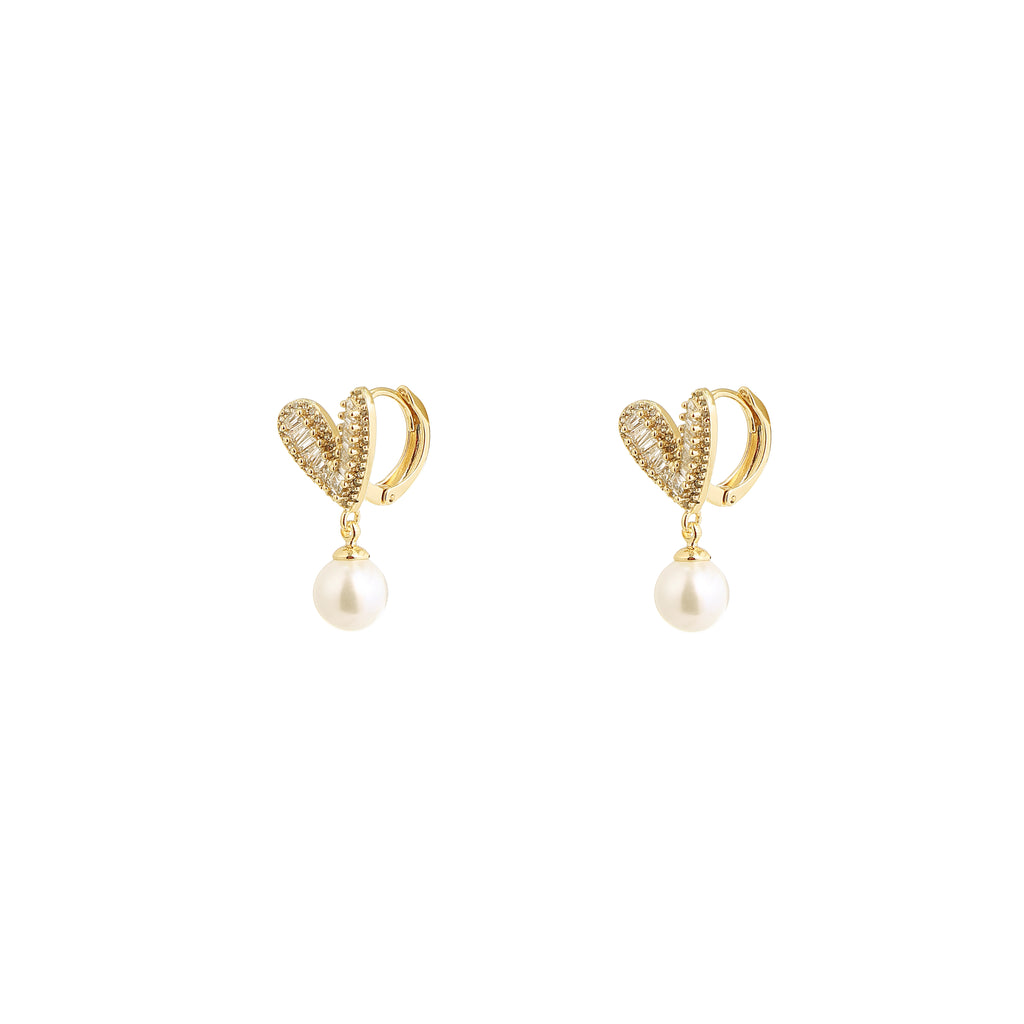 Golden Amour Pearl Drop Earrings