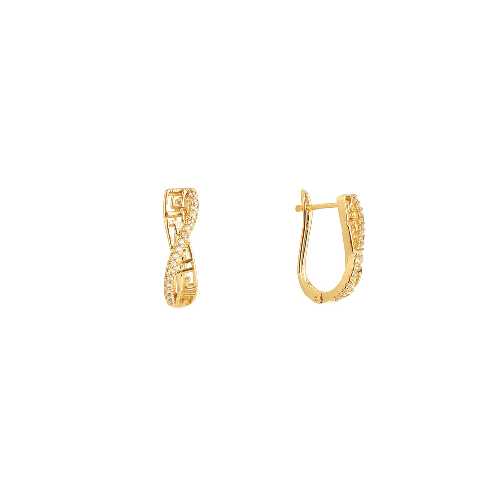 Golden Meander Twist Diamond Earrings