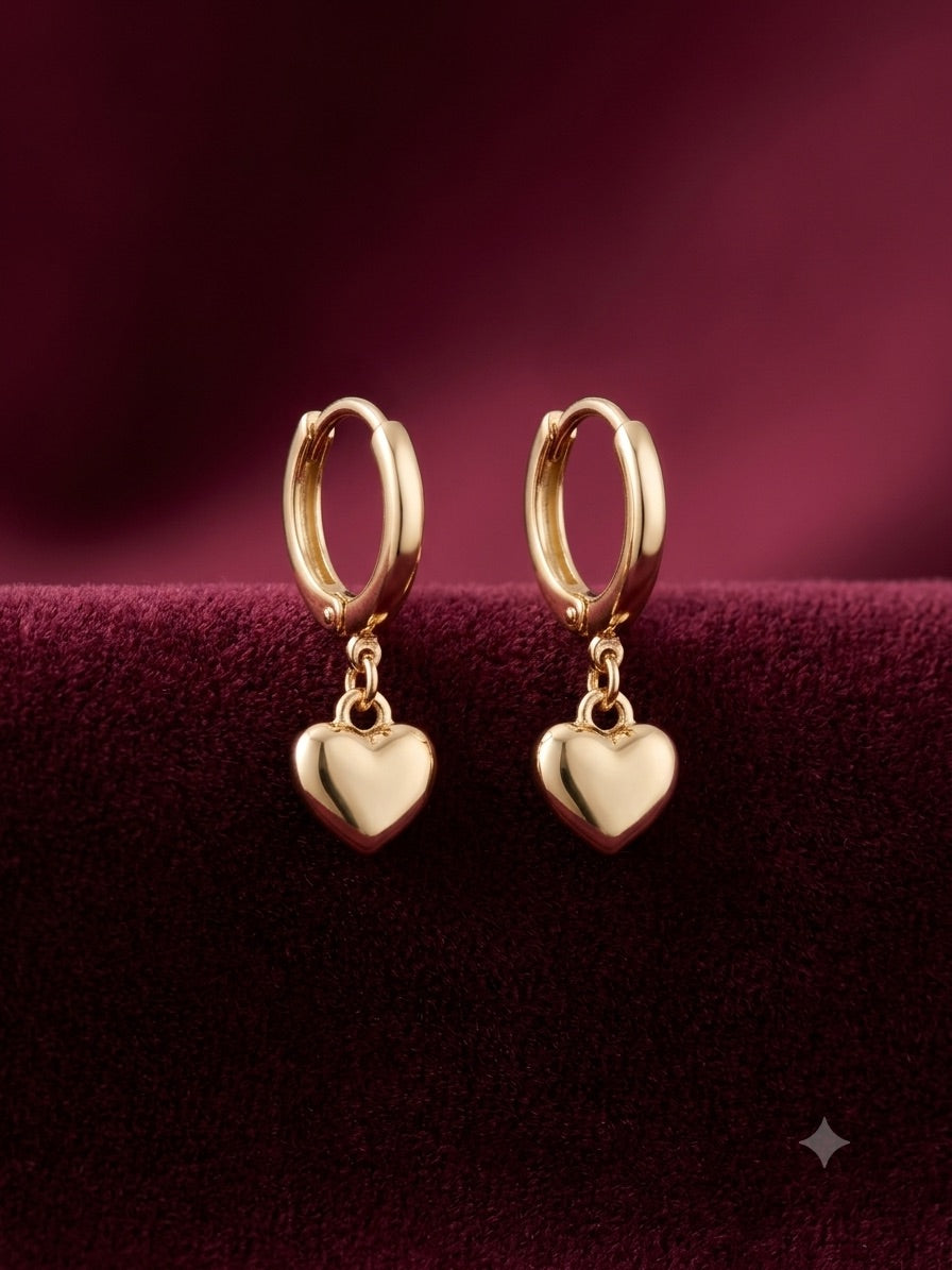 The Amour Gold Heart Huggies