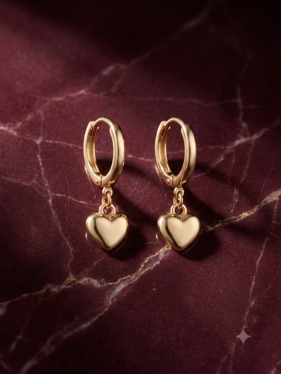 The Amour Gold Heart Huggies