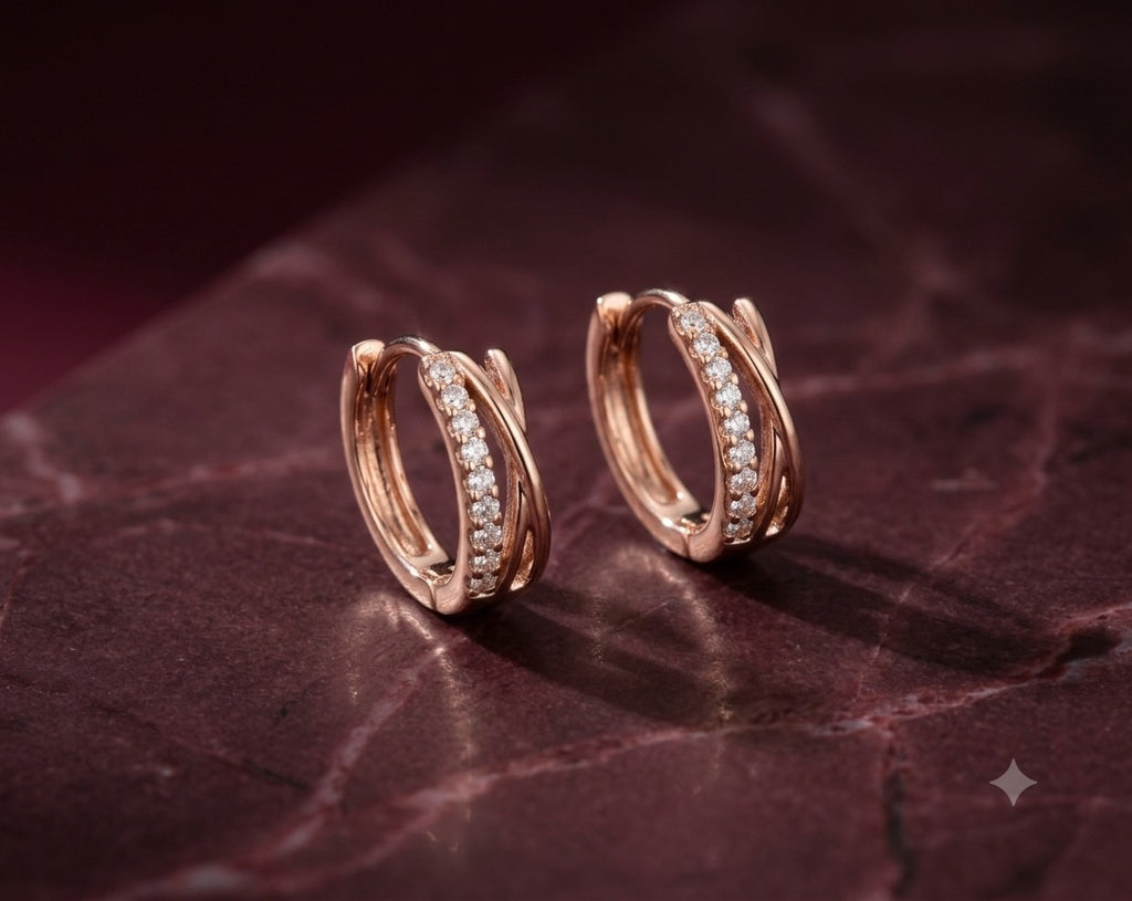 Symphony Cross Pavé Huggie Earrings