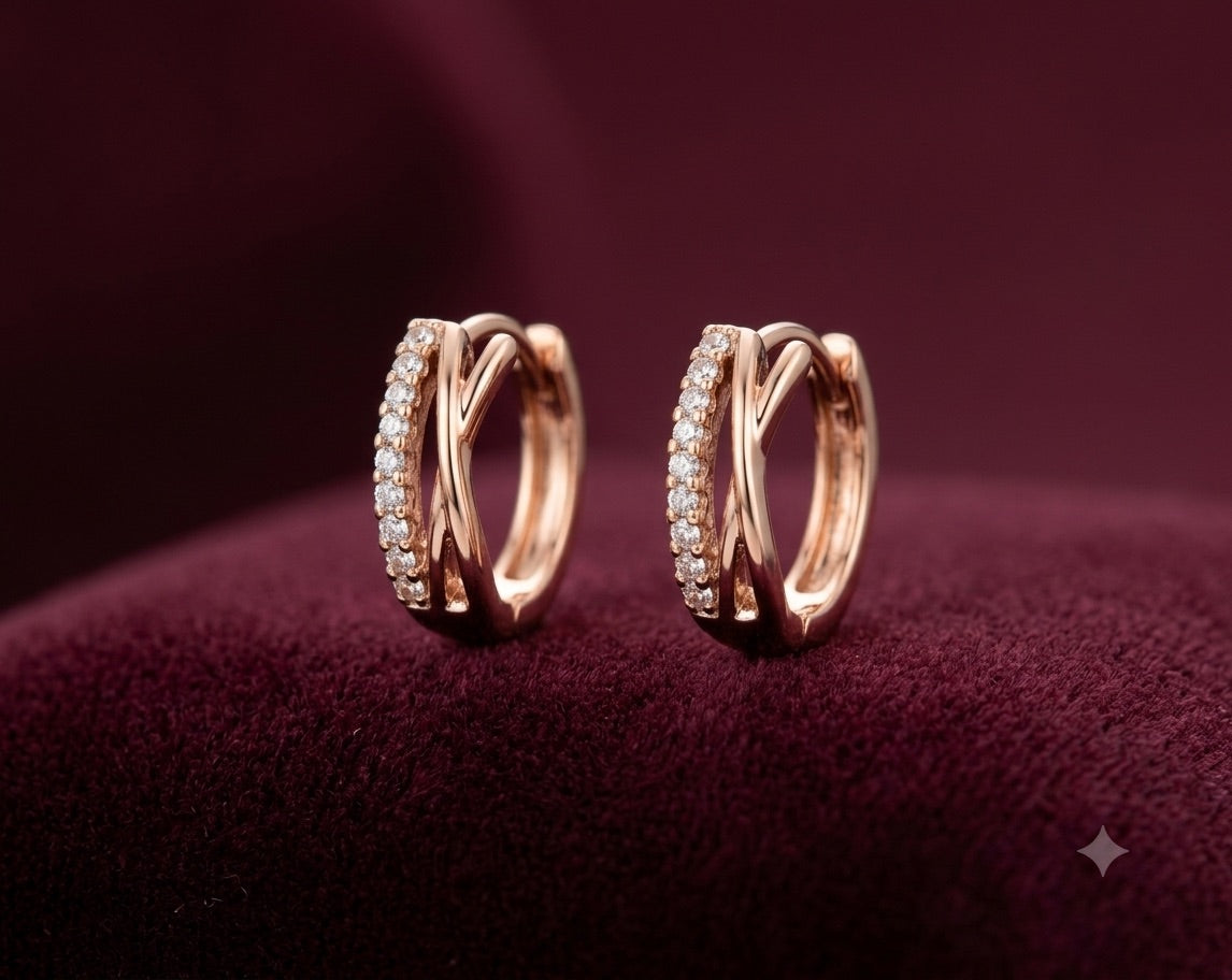 Symphony Cross Pavé Huggie Earrings