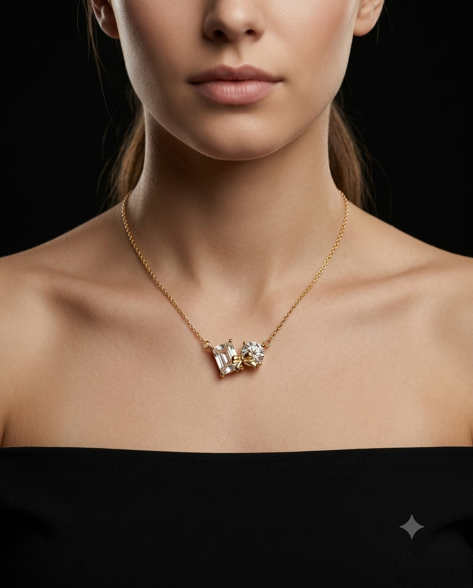 The Duo Sparkle Bow Pendant