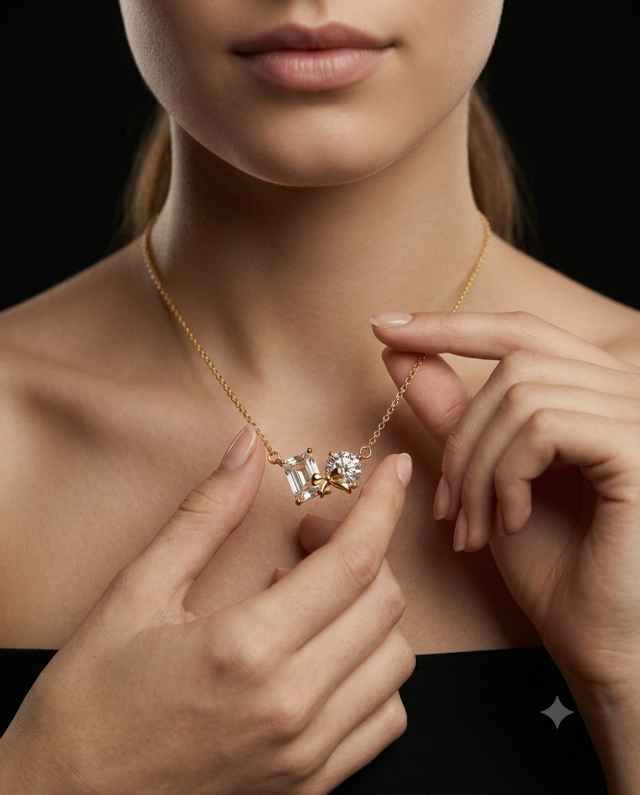 The Duo Sparkle Bow Pendant
