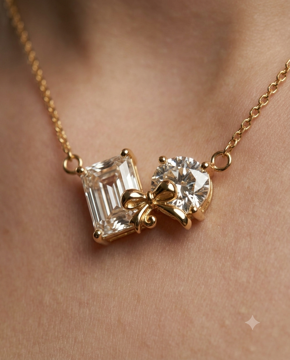 The Duo Sparkle Bow Pendant