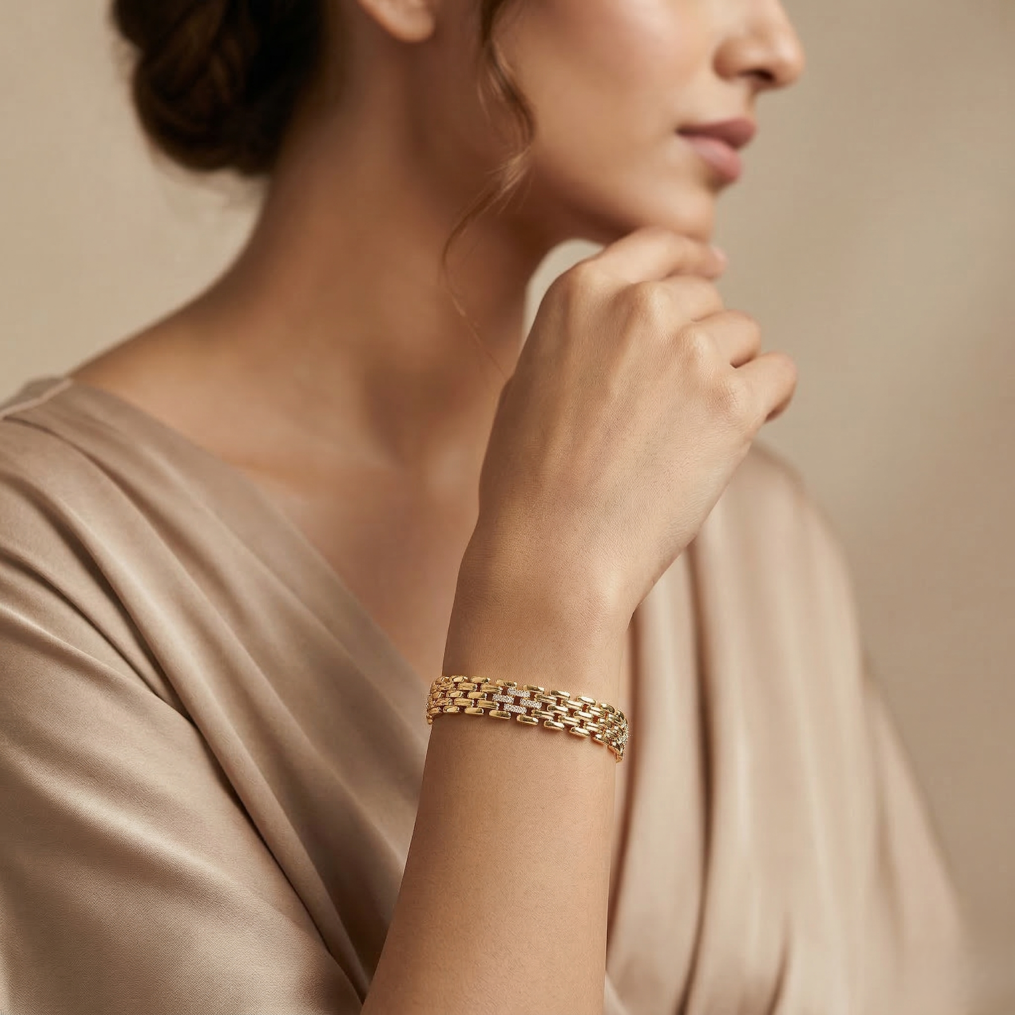Inny Regal Link CZ Bracelet