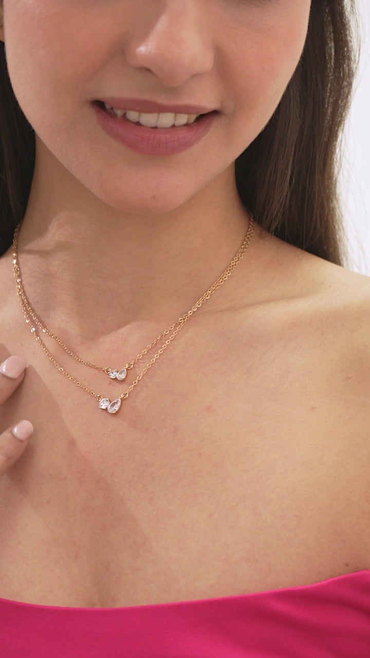 Celestia Duo Drop Layered Necklace