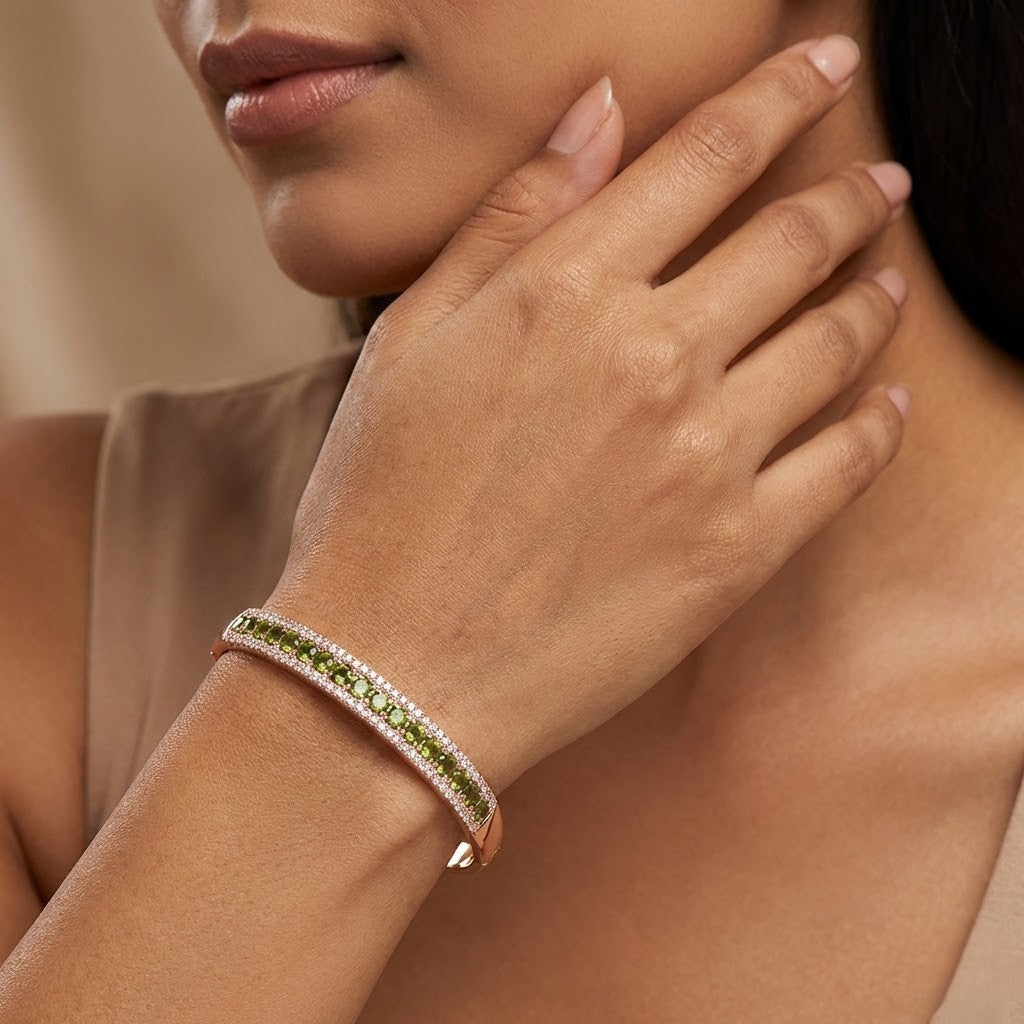 Emerald Glow Diamond Bangle