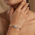 Golden Solitaire Crystal Bangle Bracelet