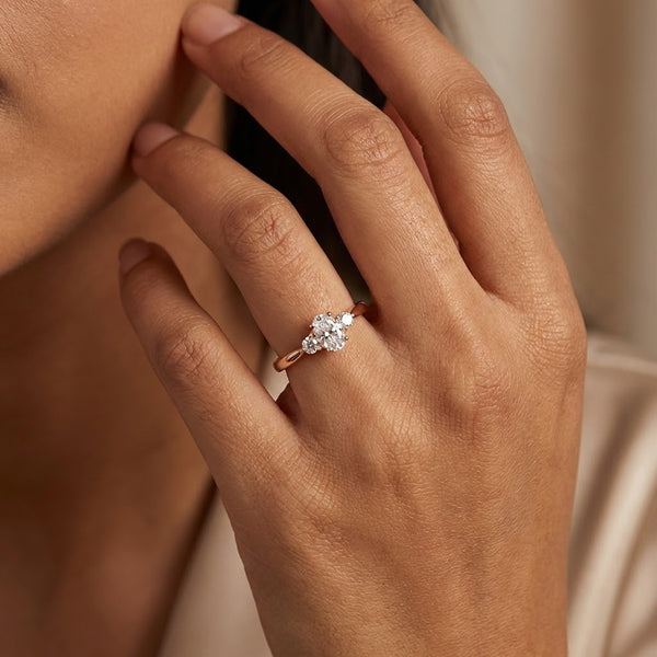 Elegant Oval Sparkle Gold Ring