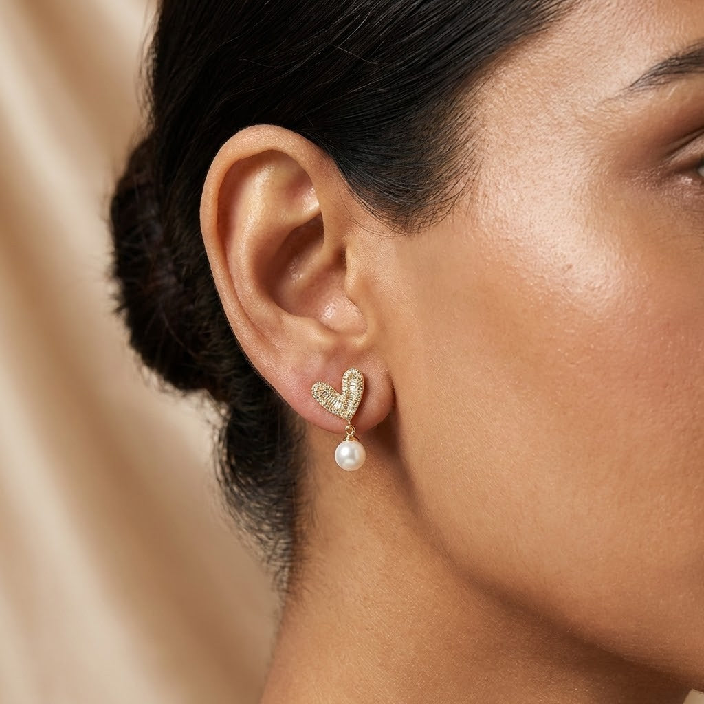 Pearl Whisper Heart Earrings