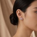 Blush Bow Sparkle Stud Earrings