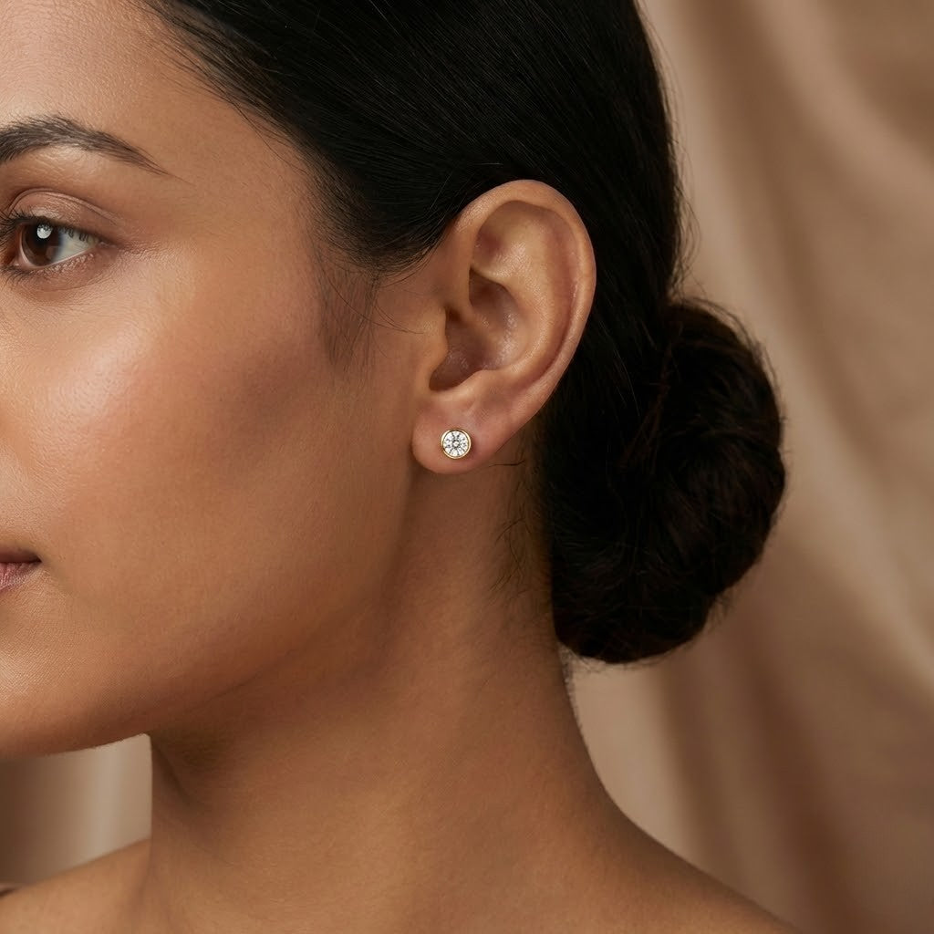Luna Bezel Diamond Studs
