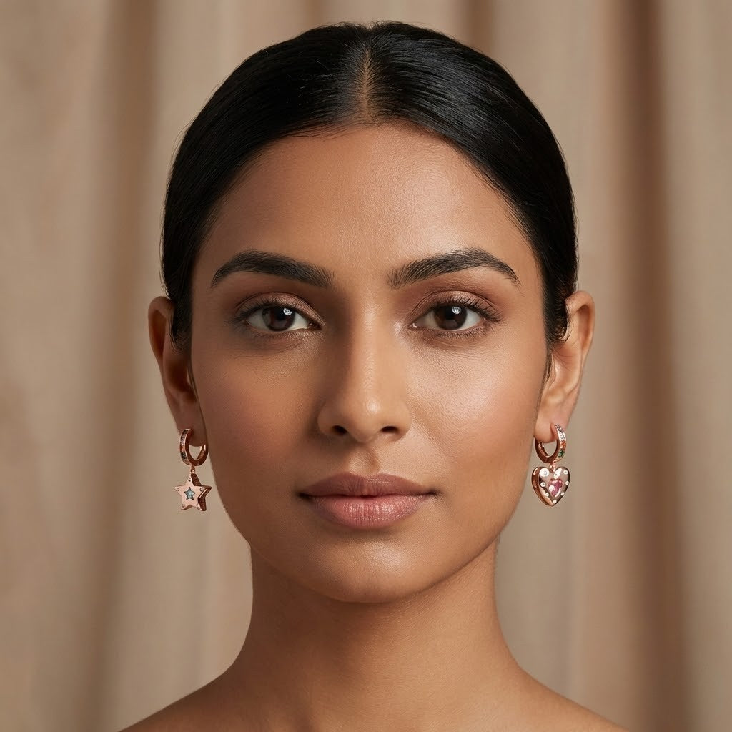 Starlove Duo Charm Hoop Earrings