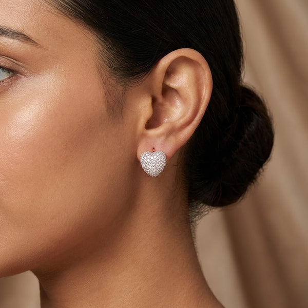 Sparkling Heart Pavé Hoop Earrings