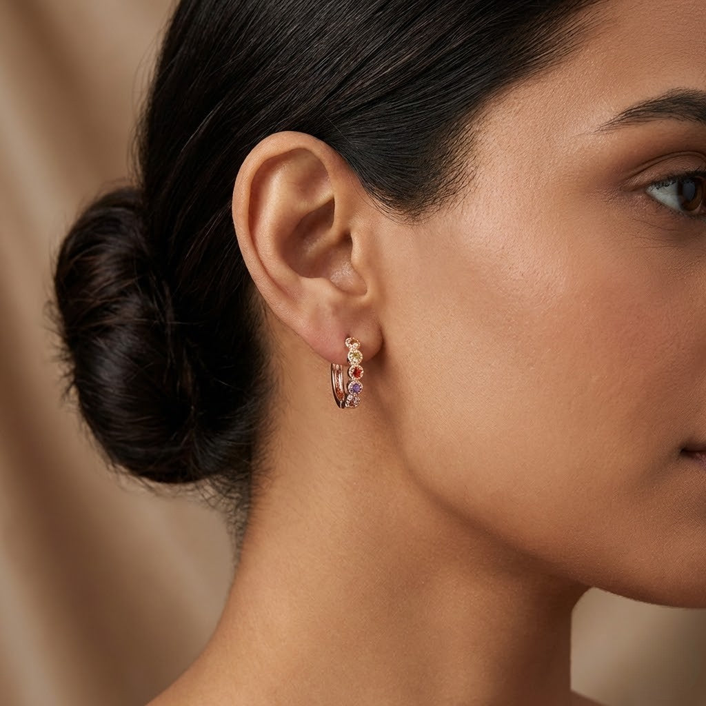 Aurora Multicolor Gemstone Hoop Earrings