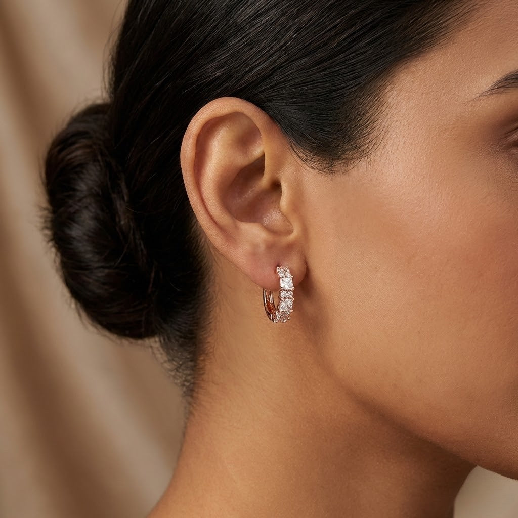 Rose Radiance Diamond Huggie Earrings