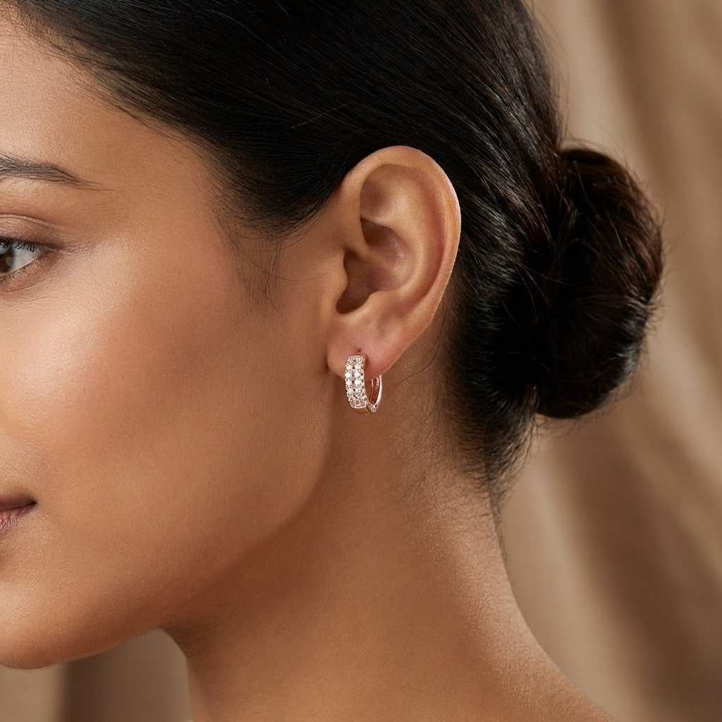 Aurora Sparkle Gold Huggie Earrings