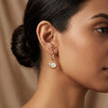 Ivory Halo Gold Drop Earrings