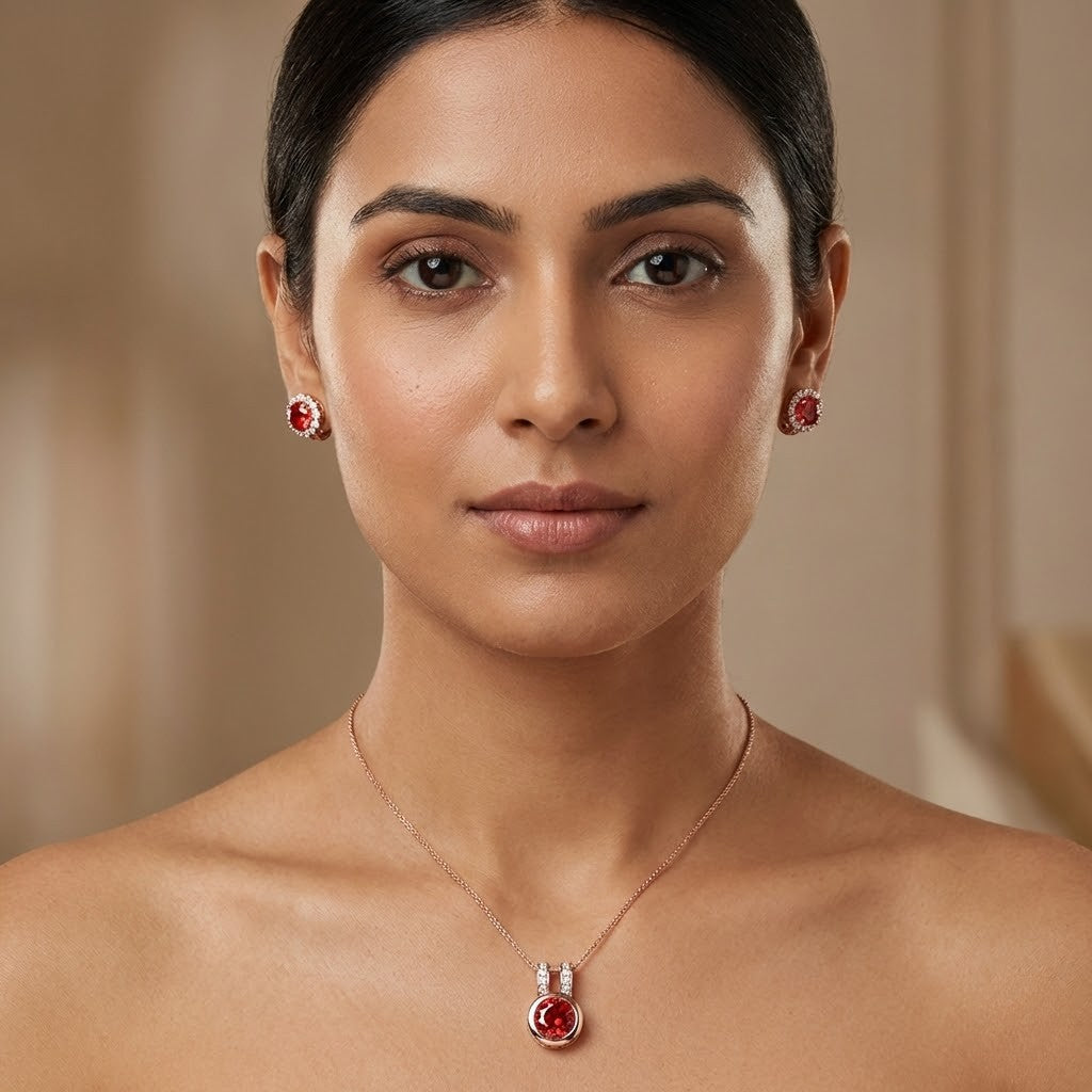 Crimson Halo Elegance Jewelry Set