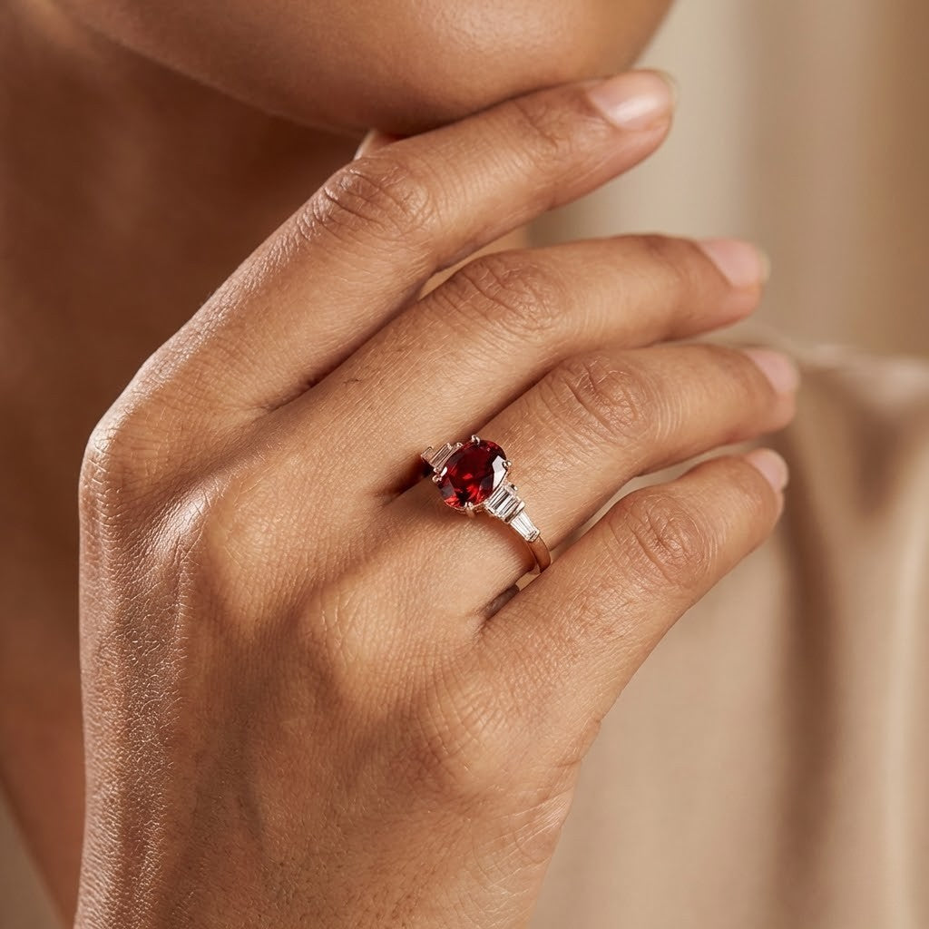 Ruby Glow Oval Stone Gold Ring