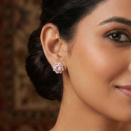 Blush Bloom Crystal Stud Earrings